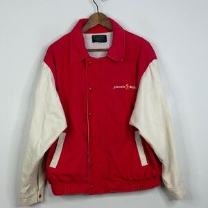 Vintage Jacket Men Large Red Cream Cotton Twill Johhnie Walker Scotch 80s Golf